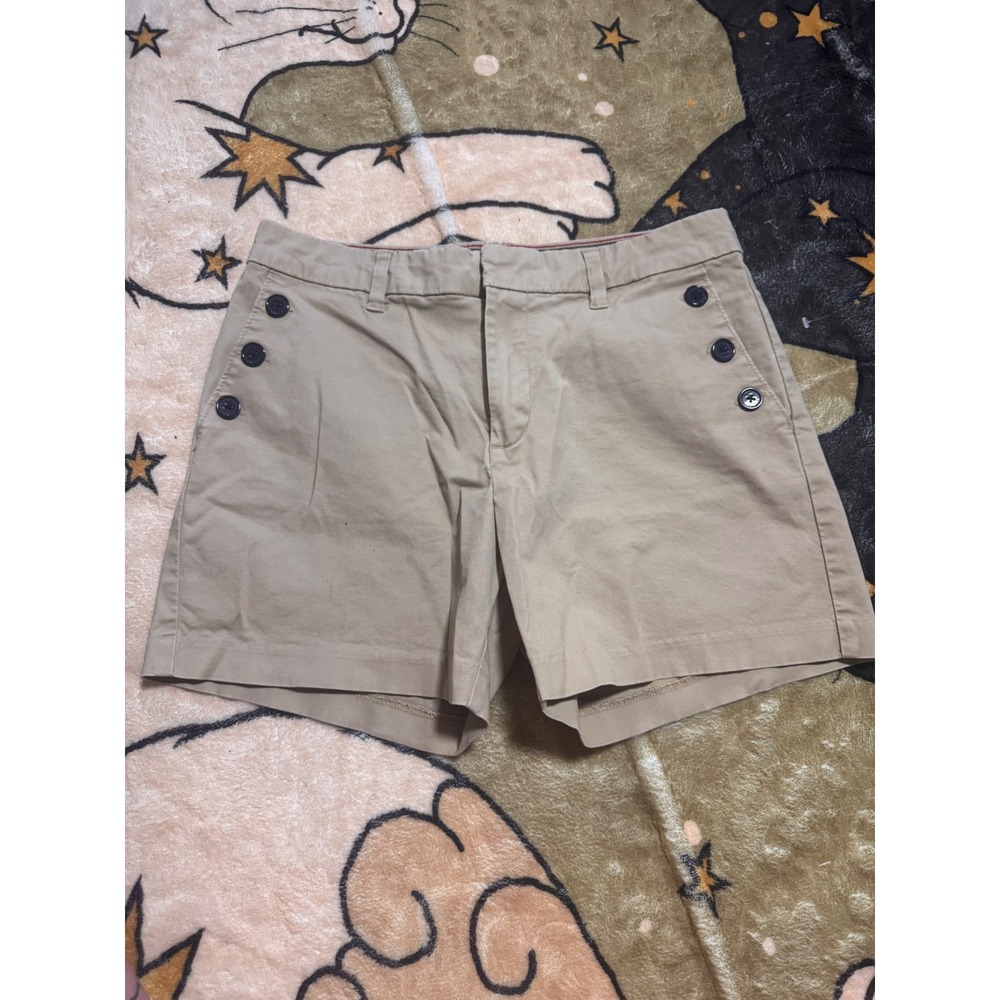 Tommy Hilfiger Womens Khaki Shorts Size 4 Button‎ Accent Casual